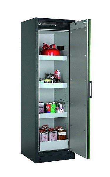 asecos Sicherheitsschrank Q-CLASSIC-90, Q90.195.060.R in resedagrün RAL 6011 mit 3x Wannenboden Standard (Stahlblech), 30073-048-33411