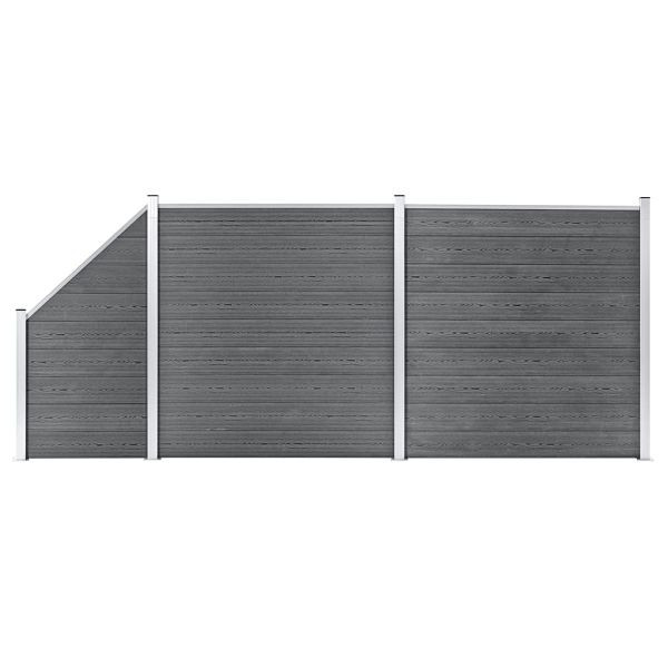 vidaXL WPC Zaun-Set 2 Quadrate + 1 Schräge 446x186 cm Grau, 3053234