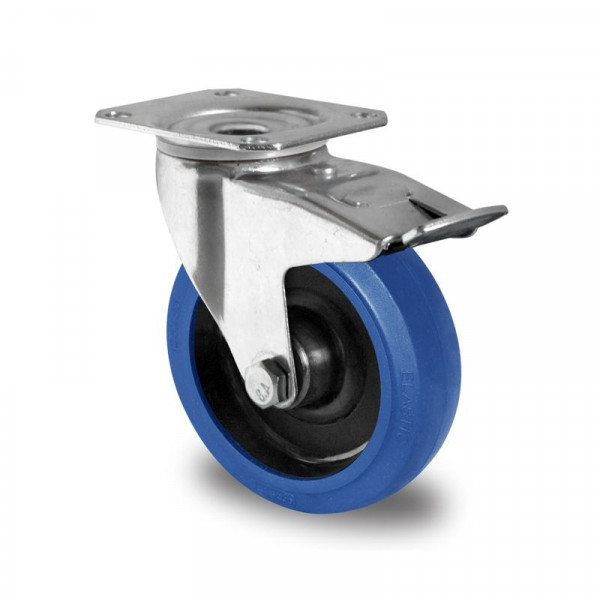 Cascoo Lenkrolle mit Total-Feststeller, Cascoo Basics, Ø 125 mm, Elastik, Rollenlager, TBP35W0125R4F1R0N