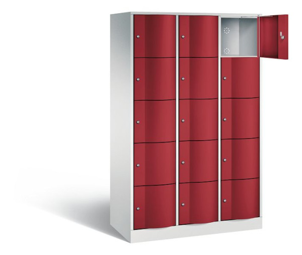 C+P Schließfachschrank Resisto, H1950xB1148xT540mm, Farbe: Lichtgrau / Rubinrot, 8570-372 S10029
