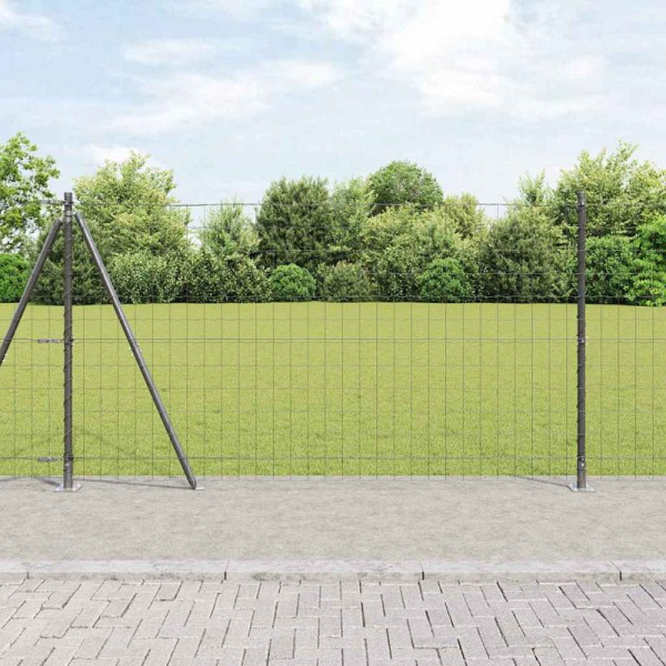 vidaXL Zaun mit Pfosten Grau 1.2 x 10 m Stahl, 3350919