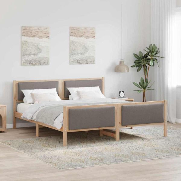 vidaXL Bettgestell mit Kopfteil Taupe 180 x 200 cm Stoff, 3394251