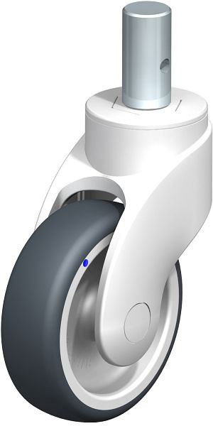 Blickle LWKX-TPA 101G-ZAX55 Kunststoff-Lenkrolle WAVE, rostfrei, mit Zapfen, Thermoplastisches Gummi-Elastomer, Grau, 752197