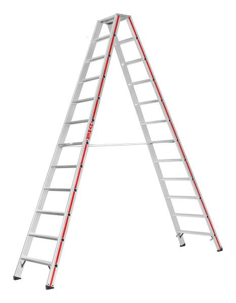HYMER Stufenstehleiter, beidseitig begehbar, 2x12 Stufen, Länge 3,04 m, Standhöhe: 2,31 m, 802424