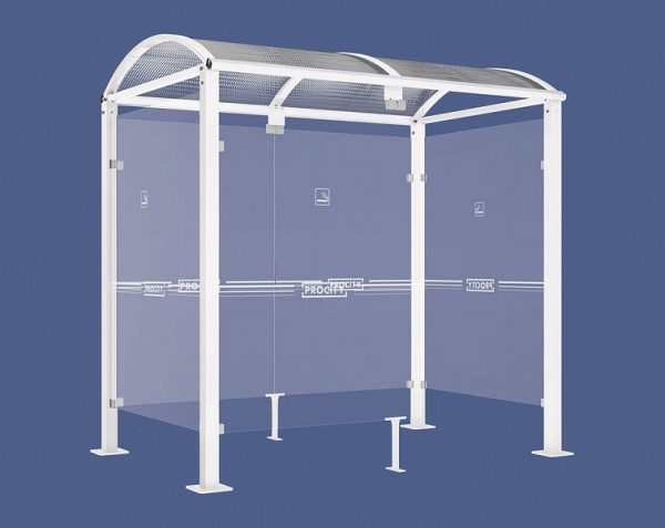 Procity Raucherunterstand Klassik "M" - Tiefe 1560 mm, Farbe RAL 9010, Maße: Breite 2500 x Höhe 2547 x Tiefe 1666 mm, 529370.9010