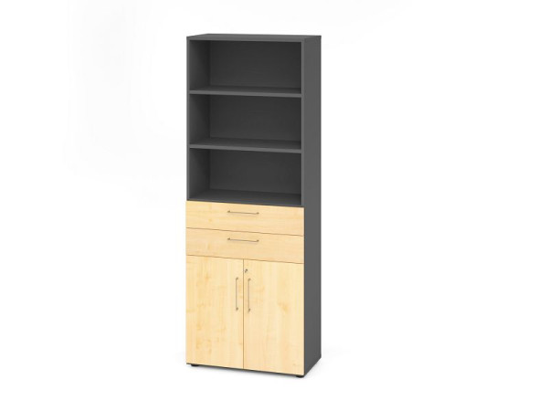 Hammerbacher Kombischrank 80cm, 6OH, 968K2, Korpus: Graphit / Front: Ahorn, V968K2/G/3/BS