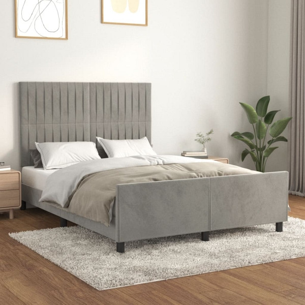 vidaXL Bettgestell mit Kopfteil Hellgrau 140x200 cm Samt, 3125879
