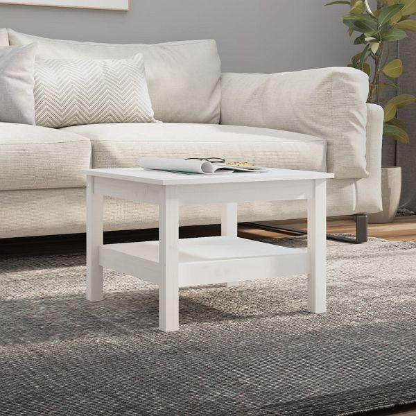 vidaXL Couchtisch Weiß 55x55x40 cm Massivholz Kiefer, 814270