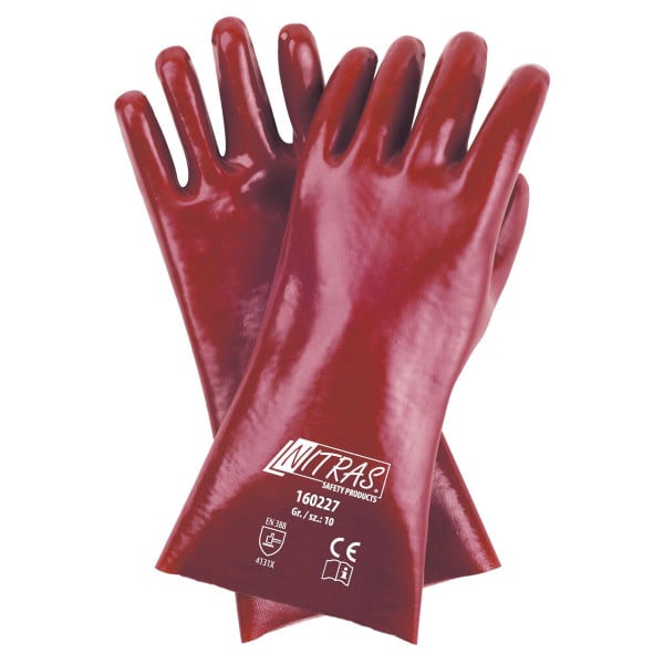 NITRAS Handschuh-PVC, rot, vollbeschichtet, 27cm, Größe: 10, VE: 120 Paar, 160227-10