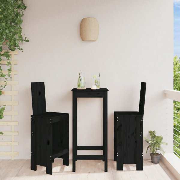 vidaXL Barhocker 2 Stück Schwarz 40x42x120 cm Massivholz Kiefer, 825356
