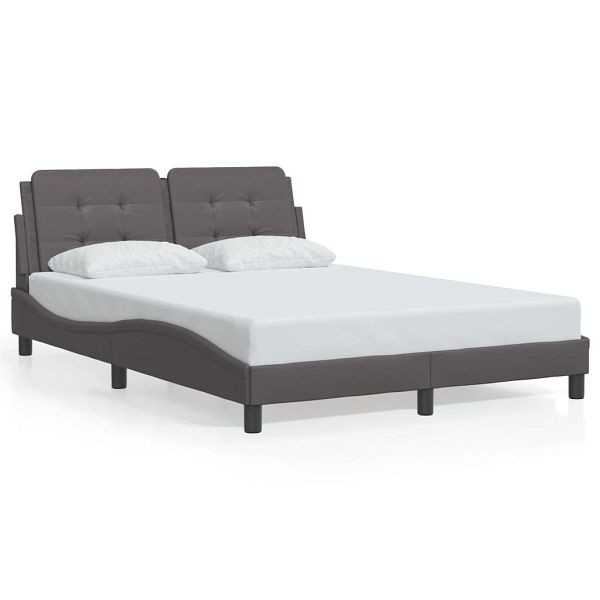 vidaXL Bettgestell mit Kopfteil Grau 140x190 cm Kunstleder, 3208180