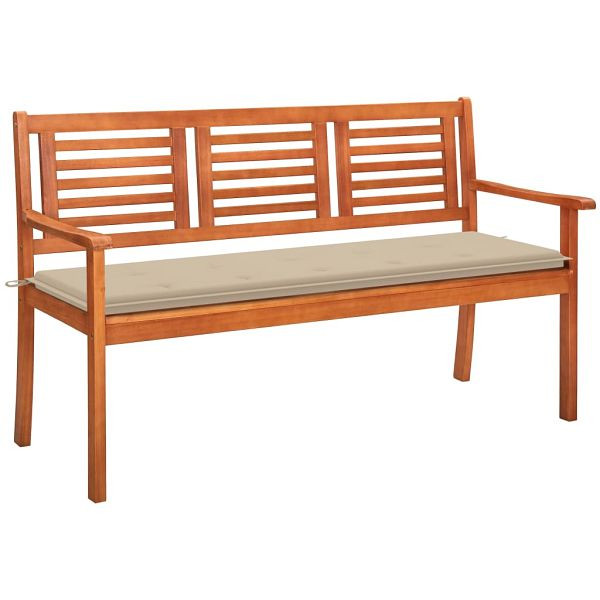 vidaXL 3-Sitzer-Gartenbank mit Auflage 150 cm Massivholz Eukalyptus, 3060999