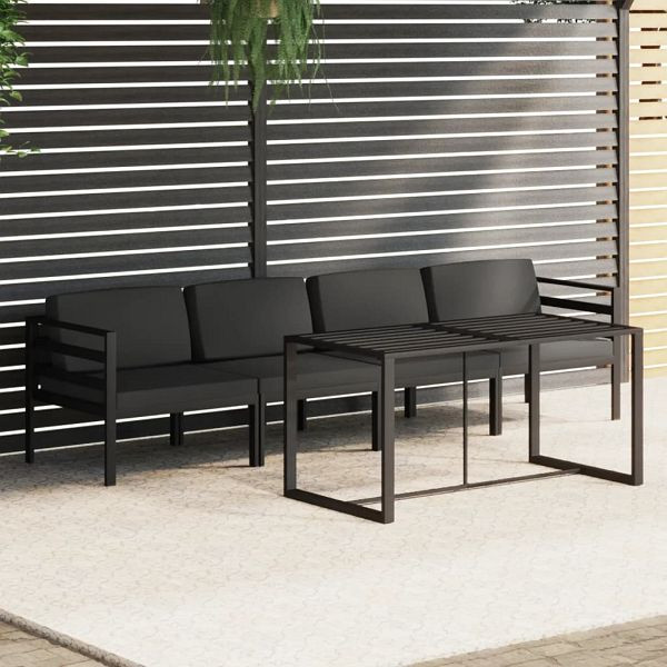 vidaXL 5-teilig Garten-Lounge-Set mit Kissen Aluminium Anthrazit, 3115918