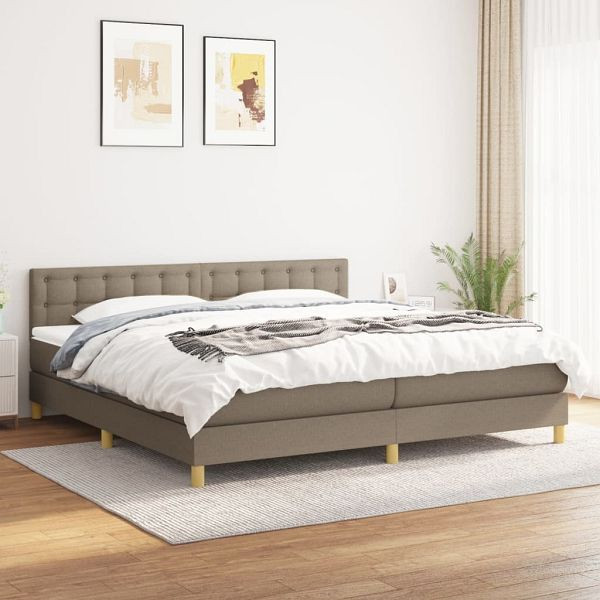 vidaXL Boxspringbett mit Matratze Taupe 200x200 cm Stoff, 3140965