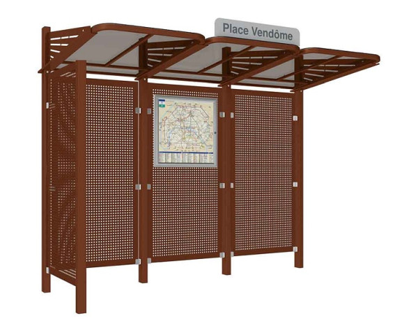 Procity Wartehalle Convi® Rückwand Und 1 Seitenverkleidung Links Aus Blech, Farbe Rost Korken Effekt, 529437.S025