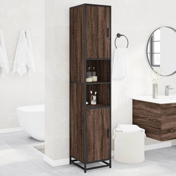 vidaXL Badschrank Eichen-Optik 35x37,5x188,5 cm Holzwerkstoff Metall, 3300884