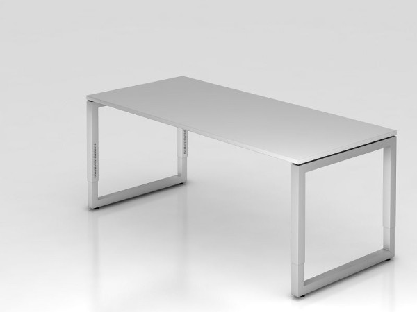 Hammerbacher Schreibtisch O-Fuß eckig 180x80cm Grau, Rechteckform mit schwebender Tischplatte, VRS19/5/S