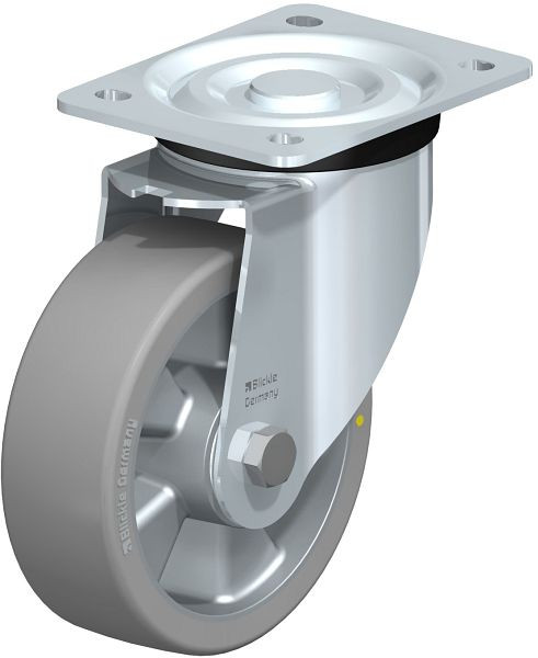 Blickle L-ALTH 150K-AS Stahlblech-Lenkrolle, mittelschwere Ausführung, mit Anschraubplatte, Blickle Extrathane®, Grau, 625640