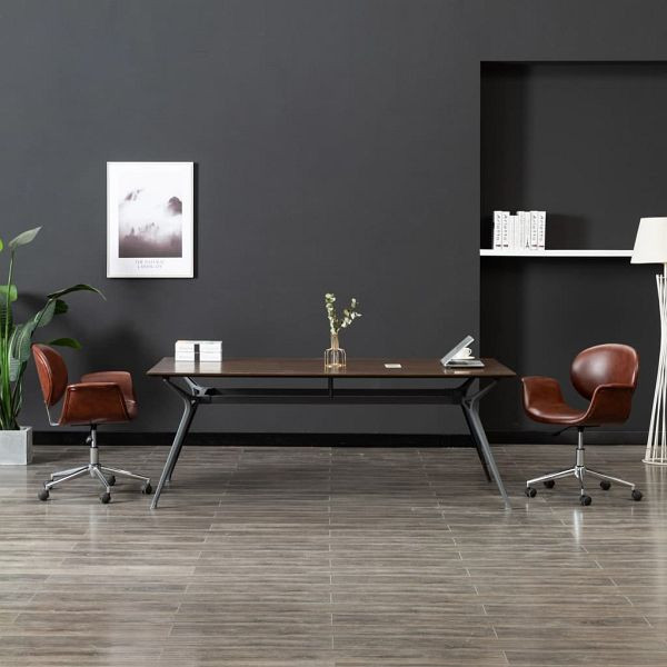 vidaXL Esszimmerstuhl Drehbar Braun Kunstleder, Material: Kunstleder (55% Polyurethan, 45% Baumwolle), Sperrholz, Metall, 287393