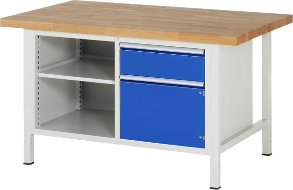 RAU Werkbank Serie 8000 - Modell 8461, B1500 x T900 x H840-1040 mm, Systemunterbau B1235 x T850 x H800-1000 mm, 03-8461A2-159B4H.11