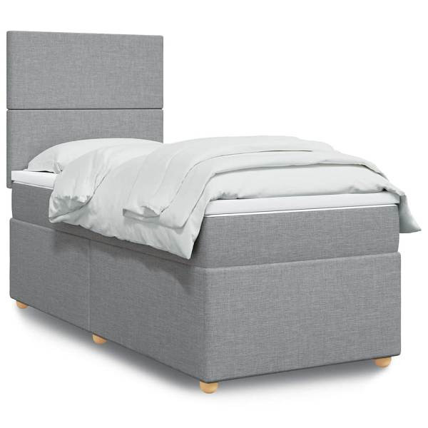 vidaXL Boxspringbett mit Matratze Hellgrau 80x200 cm Stoff, 3293400