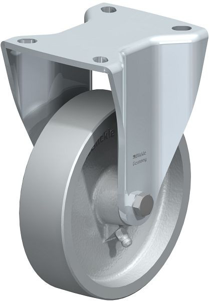 Blickle BH-G 125G-1 Stahlblech-Bockrolle, Schwerlast-Ausführung, mit Anschraubplatte, Guss, Grau, 268177