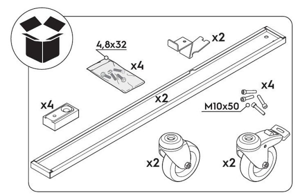 ALPENINOX Satz Laufrollen (4 Stück), davon 2 mit Bremse, verstärkte Ausführung, 402880267