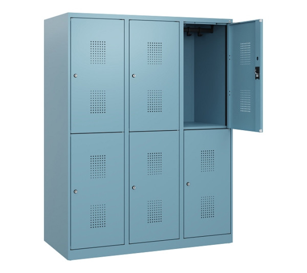 C+P Doppelstöckiger Spind Evolo PLUS, 6 Fächer, 1530x1200x500mm, 0010/0010, Zylinderschloss, 0493005-32 S10061
