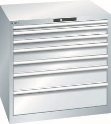 LISTA Schubladenschrank 45x36E (BxTxH) 870x725x850mm KEY Lock, Lichtgrau, 7 Schubladen, Traglast Schubladen: 75 - 200 kg, 78.688.020
