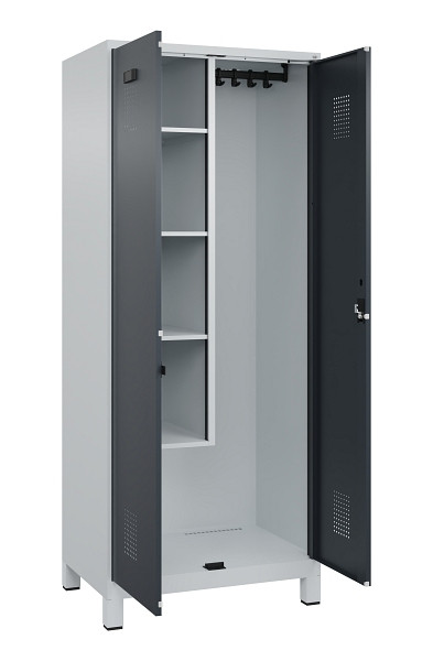 C+P Putzmittel-Spind Evolo PLUS, mit Füßen, 2 Abteile, 1950x800x500mm, 7035/701, Zylinderschloss, 049110-02 S10039