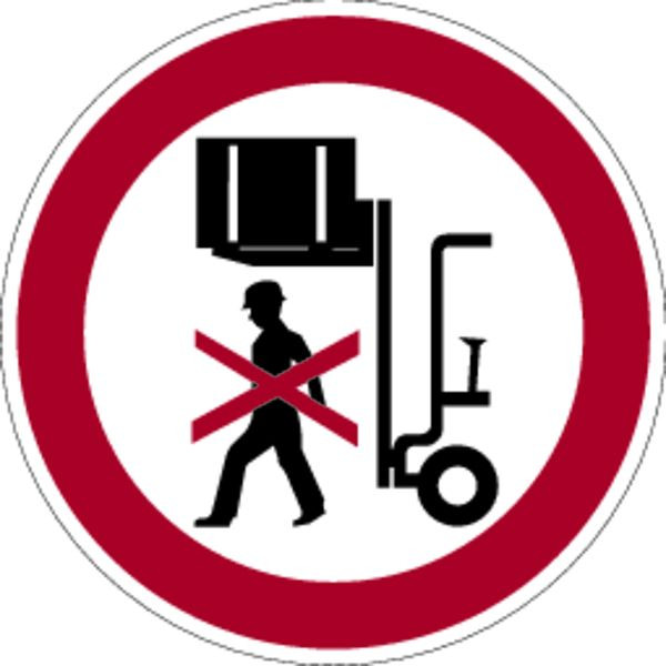 Schilder Klar Praxisbewährtes Verbotskennzeichen Nicht unter angehobene Last treten, 100 mm Folie selbstklebend, 3010/61