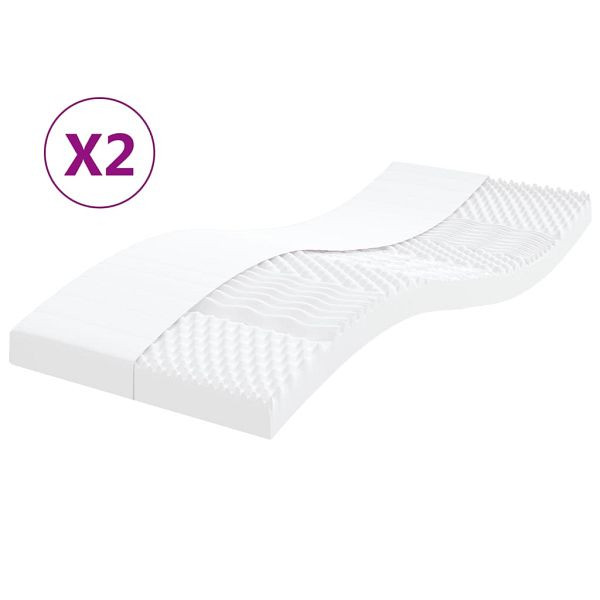 vidaXL Schaumstoffmatratzen 2 Stück 80x200 cm 7-Zonen Härtegrad 20 ILD, 356360