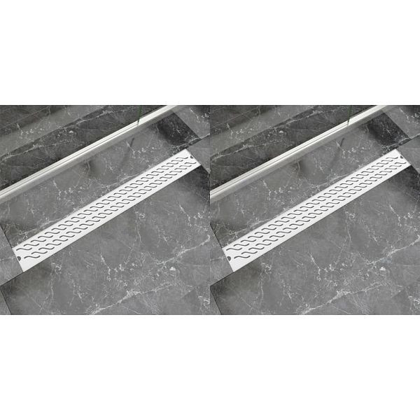 vidaXL Lineare Duschrinnen, Wellen 930 x 140 mm Edelstahl, VE: 2 Stück, 275963, 8718475797425