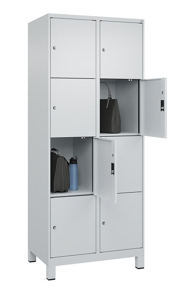 C+P Schließfachschrank Evolo PLUS, mit Füßen, 8 Fächer, 1950x800x500mm, 7035/70, Frontfarbe RAL 7035 Lichtgrau, 049010-224 S10013