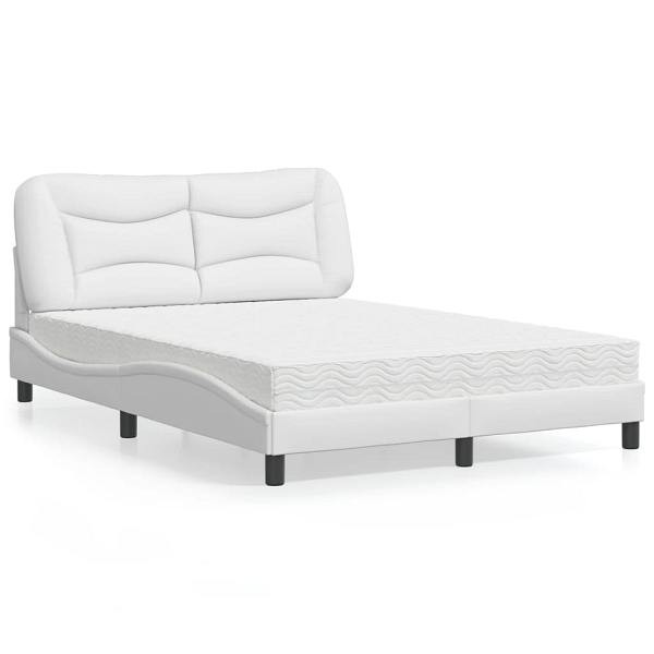 vidaXL Bett mit Matratze Weiß 140x200 cm Kunstleder, 3208725