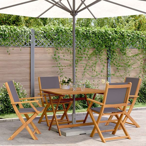 vidaXL 5-teilig Garten-Essgruppe Stoff und Massivholz Anthrazit, 3281833