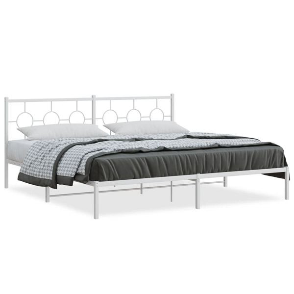 vidaXL Bettgestell mit Kopfteil Metall Weiß 200x200 cm, 376282