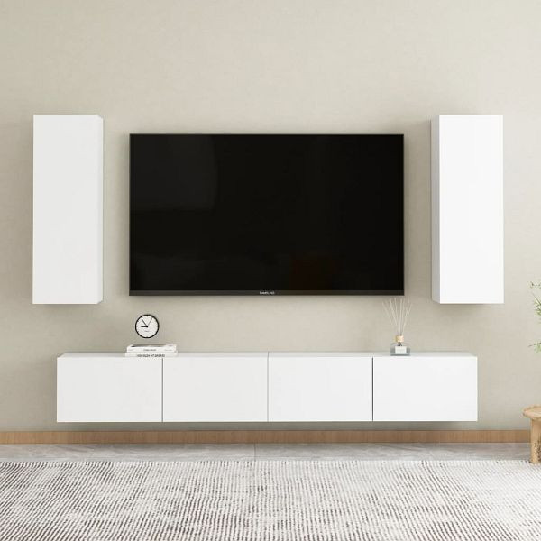 vidaXL 4-tlg. TV-Schrank-Set Weiß Holzwerkstoff, 3074455