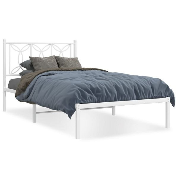 vidaXL Bettgestell mit Kopfteil Metall Weiß 107x203 cm, 376173