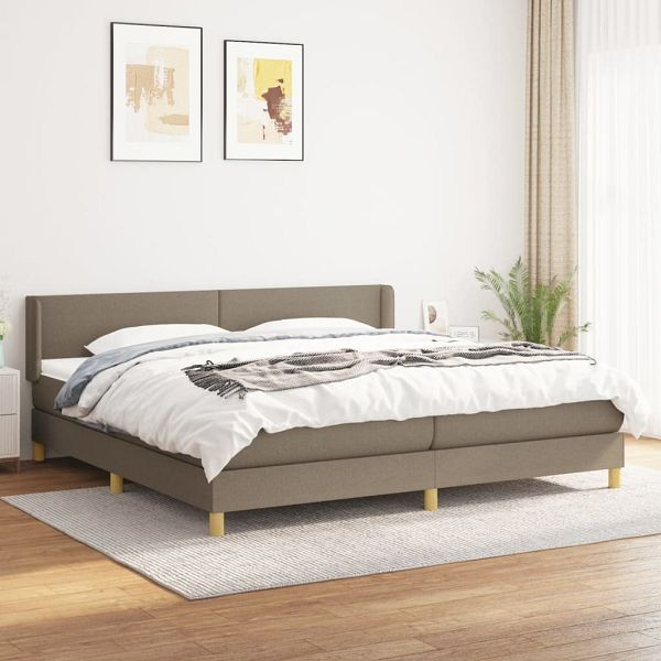 vidaXL Boxspringbett mit Matratze Taupe 200x200 cm Stoff, 3130221