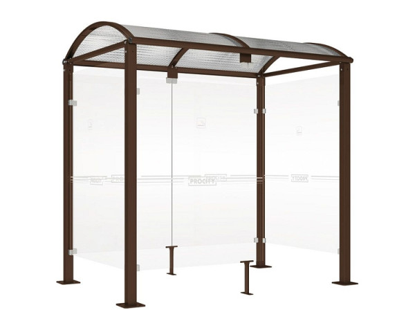 Procity Raucherunterstand Klassik "M" - Tiefe 1560 mm, Farbe RAL 8017, Maße: Breite 2500 x Höhe 2547 x Tiefe 1666 mm, 529370.8017