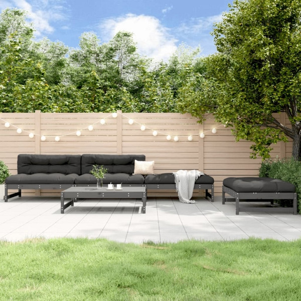 vidaXL 5-tlg. Garten-Lounge-Set Grau Massivholz Kiefer, 3186601