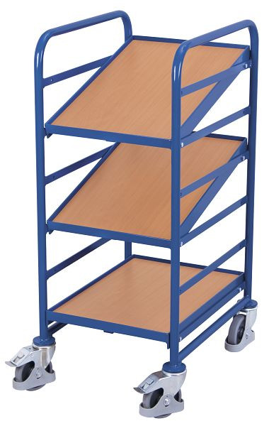 VARIOfit Eurokastenwagen mit 3 Holzböden, Ladefläche: 410 x 610 mm, RAL 5010 enzianblau, sw-610.101