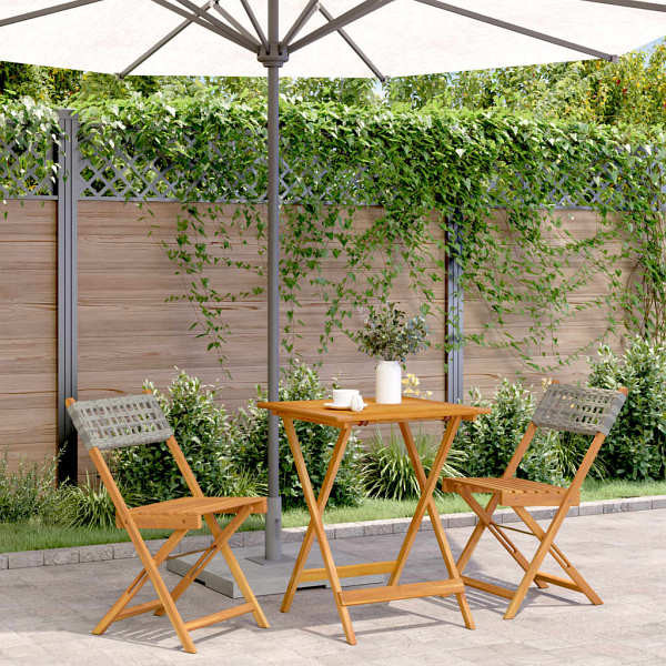 vidaXL 3-tlg. Bistro-Set Grau Poly Rattan und Massivholz, 3281755
