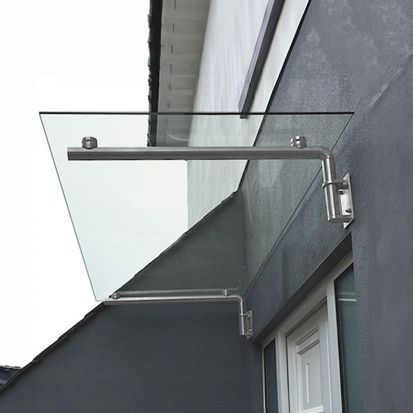 Monster 120 x 80cm Glas Vordach, 4 rostfreie Edelstahlklammern, für Vorder- und Hintertür Wetterdach, 23487