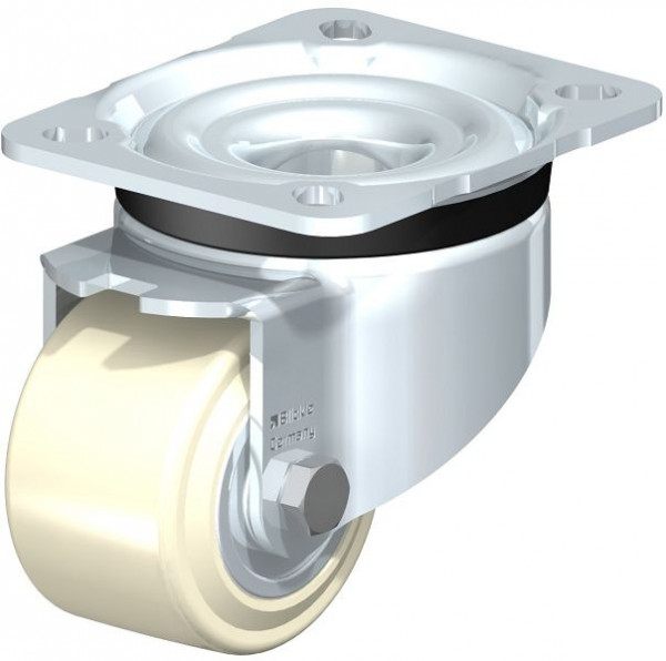 Blickle LK-GSPO 65K Stahlblech-Kompakt-Lenkrolle mit Anschraubplatte, Gusspolyamid, Weiß, 754793