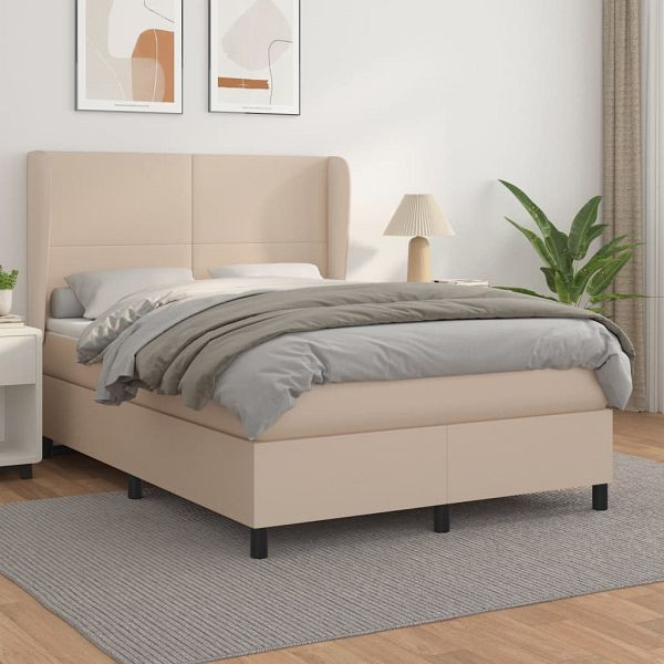 vidaXL Boxspringbett Matratze Cappuccino-Braun 140x200cm Kunstleder, 3128918