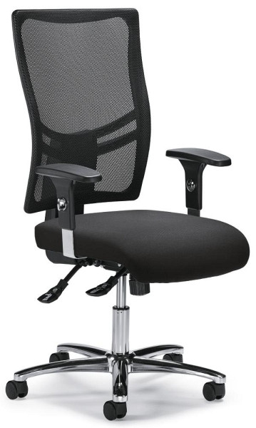 Deskin Bürodrehstuhl COMFORT R NET BIG DELUXE, inkl. Armlehnen, Fußkreuz Stahl verchromt, Bezug Stoff Basic G, Farbe anthrazit, 258409