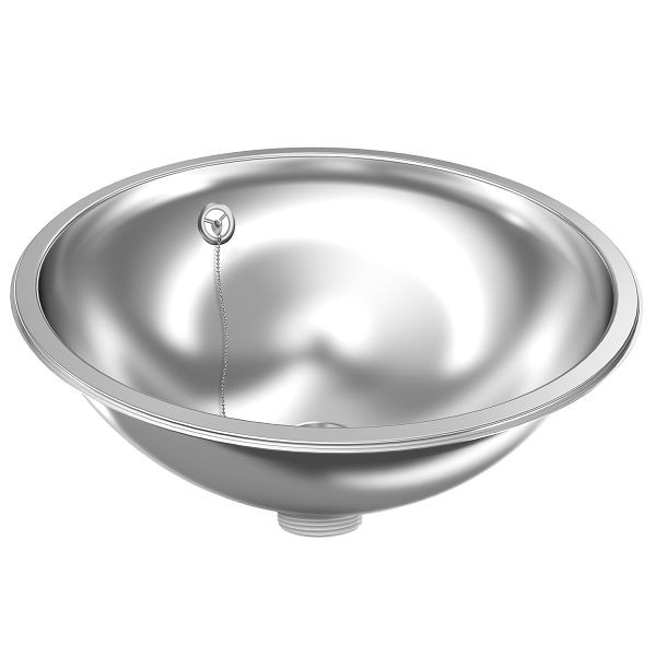 KWC Rundbecken, RONDO, Edelstahl, hochglanzpoliert, 456x165 mm, Überlauf, Ab- und Überlaufgarnitur, 3600009753