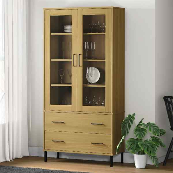 vidaXL Bücherschrank OSLO Metallbeine Braun 85x35x172,5 cm Massivholz, 350991